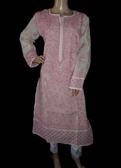 ISHIEQA's Pink Chikankari Cotton Kurti  - RR0105D