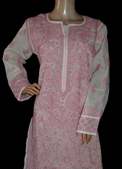 ISHIEQA's Pink Chikankari Cotton Kurti  - RR0105D