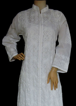 ISHIEQA's Aari work White Cotton Kurti  - MV1101D