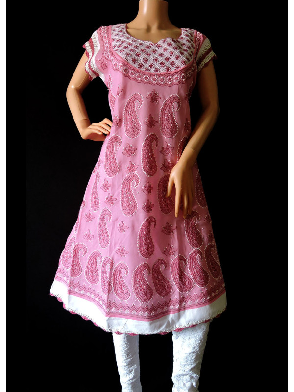 ISHIEQA's Rouge Cotton A-Line Kurti  - AN0202C