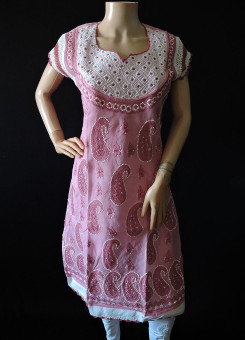 ISHIEQA's Rouge Cotton A-Line Kurti  - AN0202C