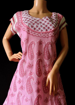 ISHIEQA's Rouge Cotton A-Line Kurti  - AN0202C