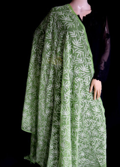 ISHIEQA's Green Georgette Chikankari Dupatta - KL0101D