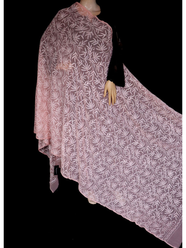 ISHIEQA's Peach Georgette Chikankari Dupatta - KL0101D