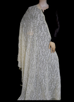 ISHIEQA's Beige Georgette Chikankari Dupatta - KL0101D
