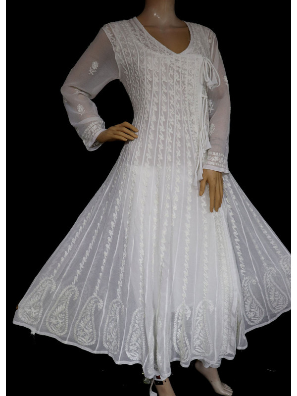 white georgette anarkali