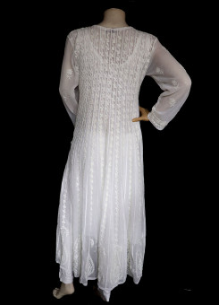 ISHIEQA's White Georgette Angrakha Style Anarkali Kurti  - MV0901D