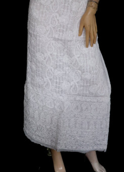 ISHIEQA's White-A Chikankari-Pearl Cotton Kurti Fabric - RC0302D