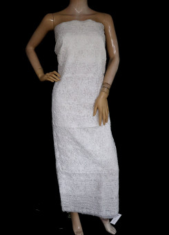 ISHIEQA's White-B Chikankari-Pearl Cotton Kurti Fabric - RC0302D