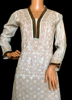 ISHIEQA's Designer Off White Chikankari Cotton Kurti(S) - MC0101B
