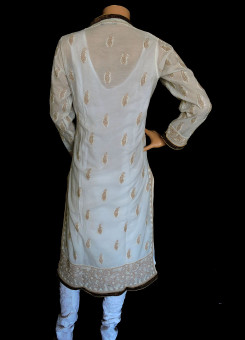 ISHIEQA's Designer Off White Chikankari Cotton Kurti(S) - MC0101B