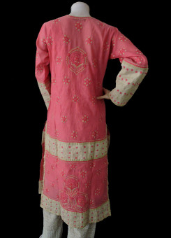 ISHIEQA's Designer Coral Chikankari Chanderi Kurti (M)  - MC0101B