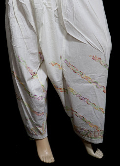 ISHIEQA's White Cotton Chikankari Salwar - KL0519D