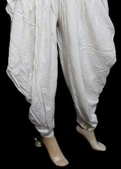 ISHIEQA's White Chikankari Rayon Dhoti Salwar - KL0518D