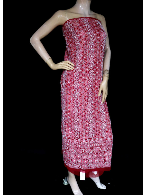 ISHIEQA's Red-C Georgette Kurti Fabric - KL0309D