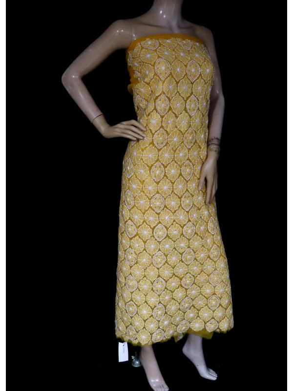 ISHIEQA's Yellow Georgette Kurti Fabric - KL0309D