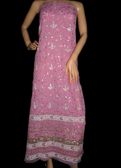 ISHIEQA's Pink Georgette Gotta Patti Kurti Fabric - RC0503B