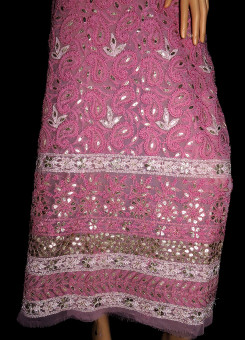 ISHIEQA's Pink Georgette Gotta Patti Kurti Fabric - RC0503B