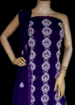 ISHIEQA's Purple-A Georgette Chikankari Dress Material-KL0204D