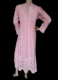 ISHIEQA's Pink Georgette Chikankari Anarkali Kurti- KL0616D