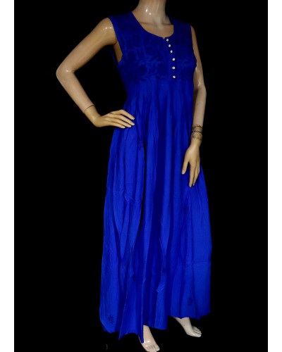 ISHIEQA's Ink Blue Rayon Chikankari A-Line Kurti- KL0730D