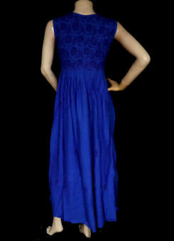 ISHIEQA's Ink Blue Rayon Chikankari A-Line Kurti- KL0730D