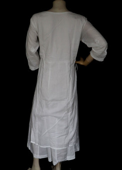 ISHIEQA's White Kalidaar Chikankari Cotton Kurti - KL0806D