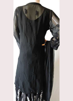 ISHIEQA's Black Georgette Kurti with Dupatta -MV1001D