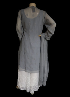 ISHIEQA's Grey Georgette Kurti with Dupatta -MV1001D