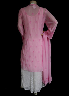 ISHIEQA's Pink Georgette Kurti with Dupatta -MV1001D