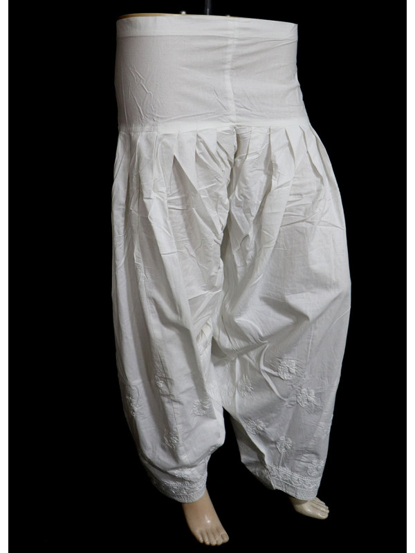 ISHIEQA's White Cotton Chikankari Salwar - SC0110D