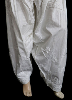 ISHIEQA's White Cotton Chikankari Salwar - SC0110D