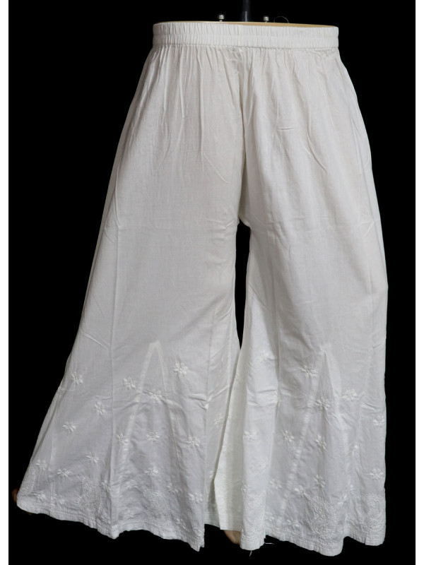 ISHIEQA's White Cotton Chikankari Sharara - SC0112D