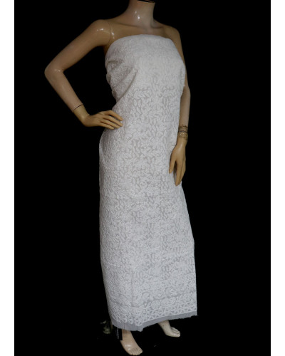 ISHIEQA's White-A Cotton Kurti Fabric - SC0101D