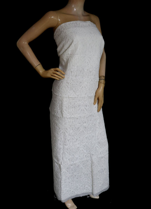 ISHIEQA's White-B Cotton Kurti Fabric - SC0101D