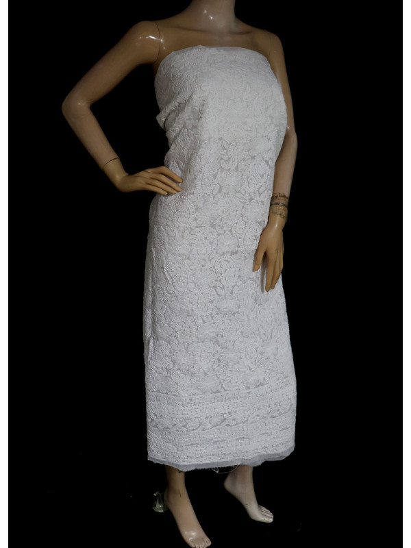 ISHIEQA's White-D Cotton Kurti Fabric - SC0101D
