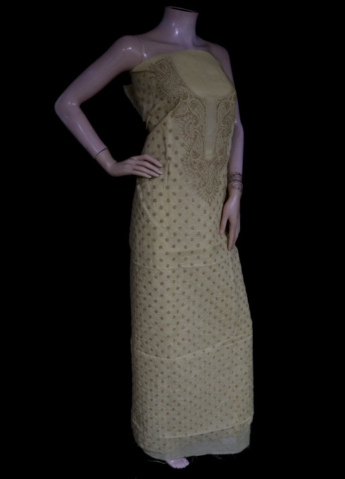 ISHIEQA's Beige Cotton Kurti Fabric - SC0104D