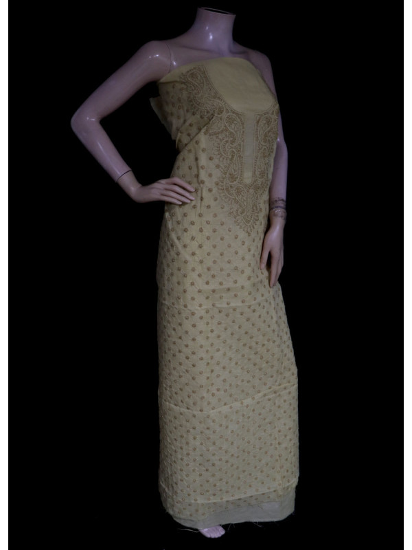 ISHIEQA's Beige Cotton Kurti Fabric - SC0104D