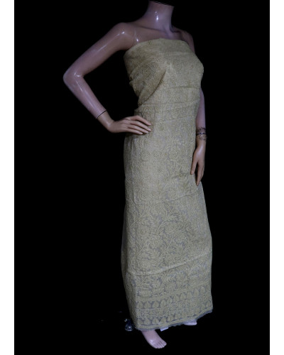 ISHIEQA's Beige Kota Doria Kurti Fabric-SC0105D