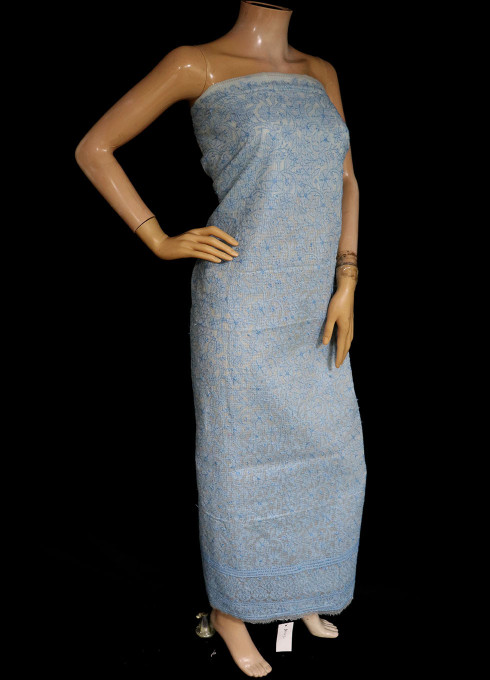 ISHIEQA's Blue Kota Doria Kurti Fabric-SC0106D