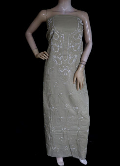 ISHIEQA's Beige Pure Cotton Kurti Fabric-SC0107D