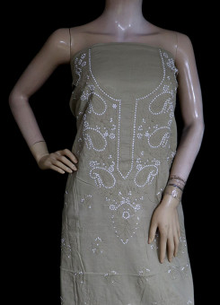 ISHIEQA's Beige Pure Cotton Kurti Fabric-SC0107D