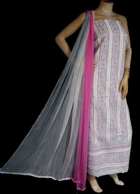 Cotton Chikan Dress Material for Women's