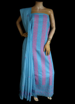 ISHIEQA's Blue Cotton Chikankari Dress Material - KL0412D