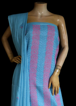 ISHIEQA's Blue Cotton Chikankari Dress Material - KL0412D