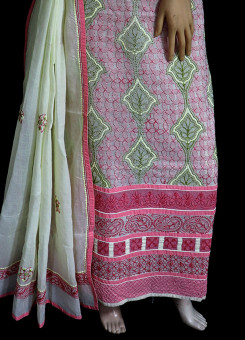 ISHIEQA's Lemon Cotton Chikankari Dress Material - KL0513D