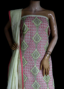 ISHIEQA's Lemon Cotton Chikankari Dress Material - KL0513D