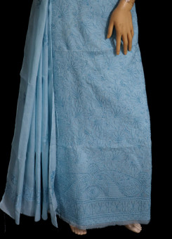 ISHIEQA's Blue Cotton Chikankari Dress Material - KL0513D