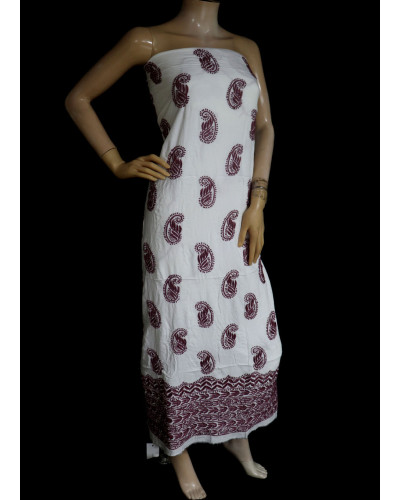 ISHIEQA's White-Rouge Rayon Kurti Fabric - KL0105D