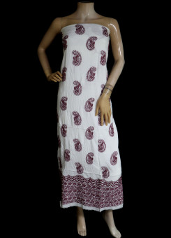 ISHIEQA's White-Rouge Rayon Kurti Fabric - KL0105D